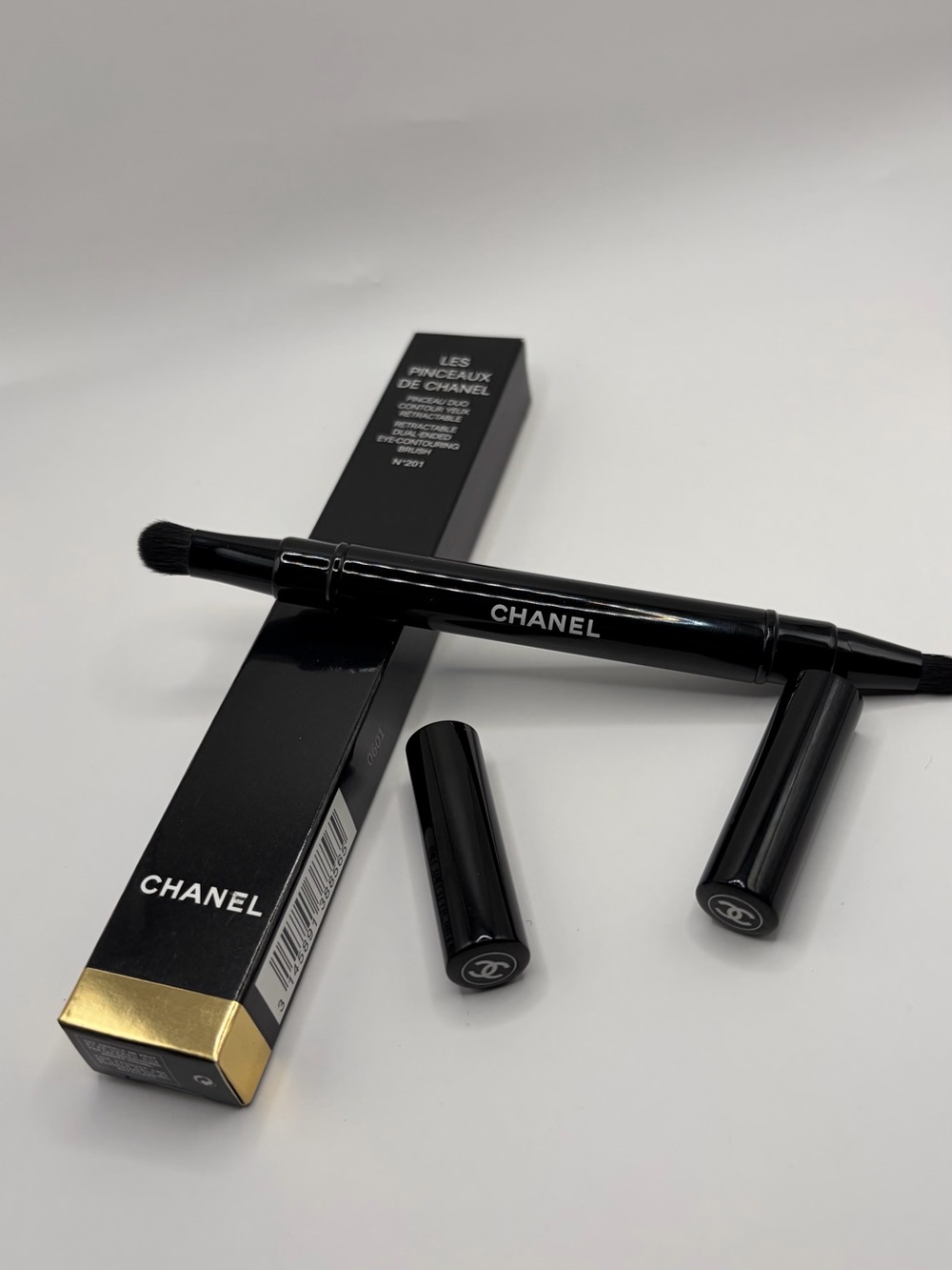 CHANEL Black Double-Ended Eye & Detail Brush N’201